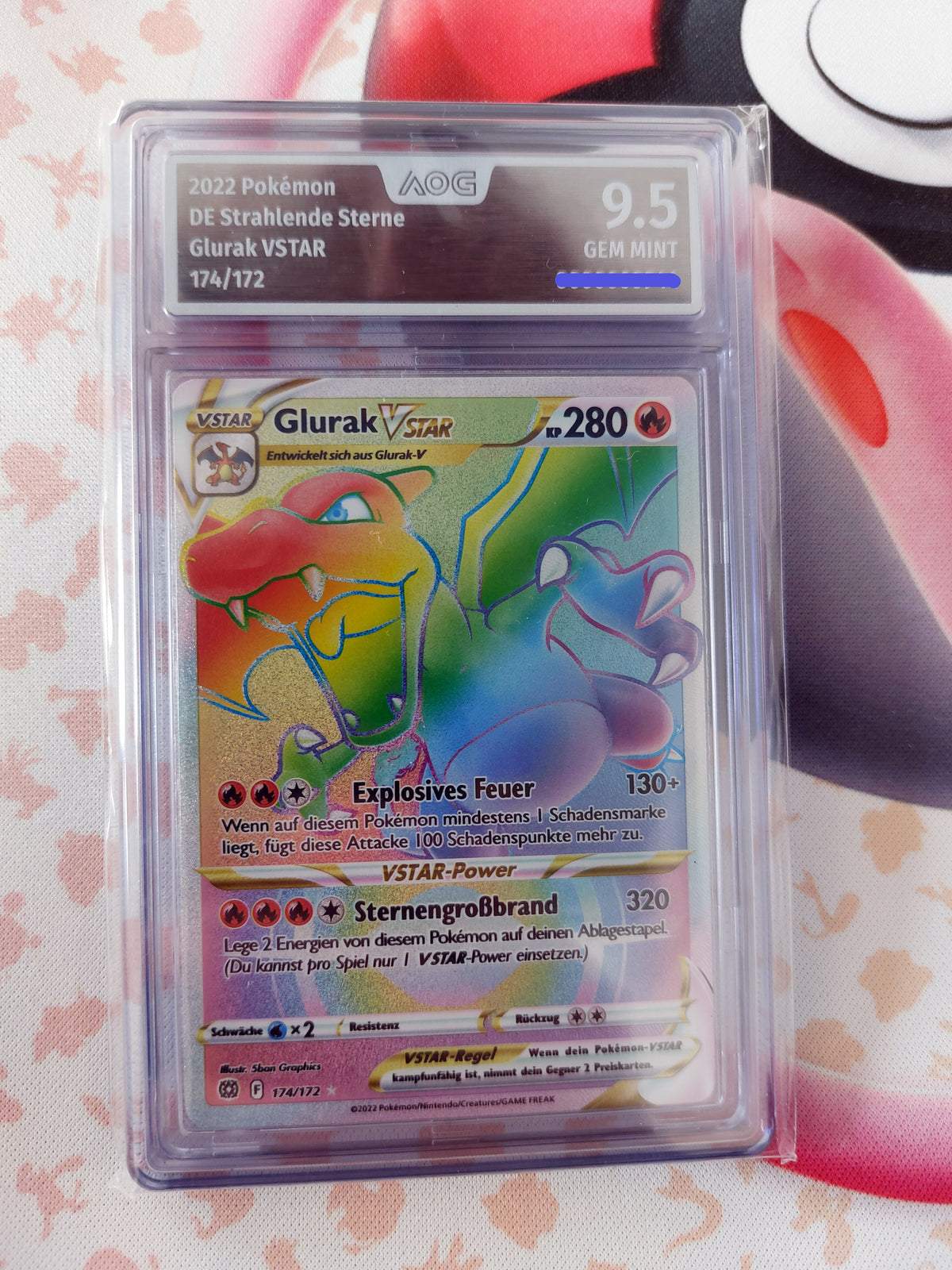 174/172 Glurak VSTAR strahlende Sterne AOG 9,5 Gem Mint über CM BRS
