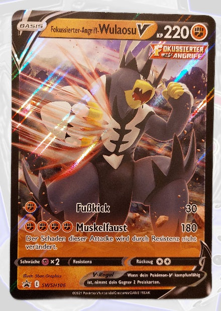 Pokemon XXL Karte Fokussierter-Angriff-Wulaosu V SWSH106 Deutsch
