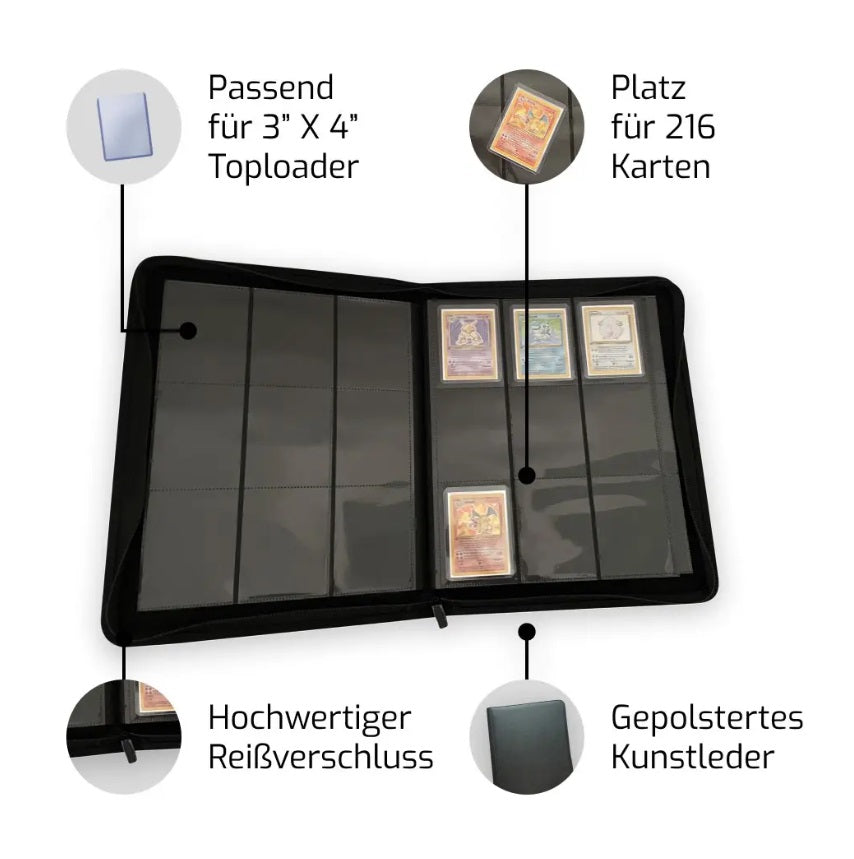Binder Toploader 9er Pocket Sammelordner 12 Seiten Pokemon YuGiOh